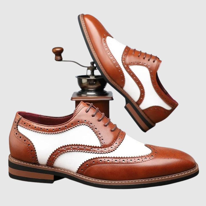 Vīriešu apavi – divkrāsu āda ar brogue detaļām