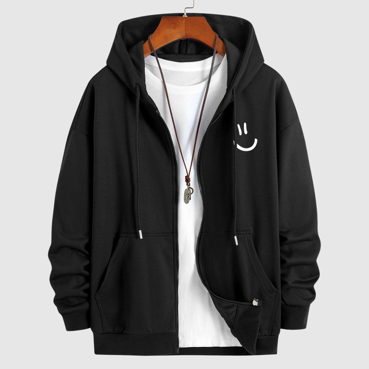 Søren – Krekls ar kapuci un smaidošu druku, brīva piegriezuma