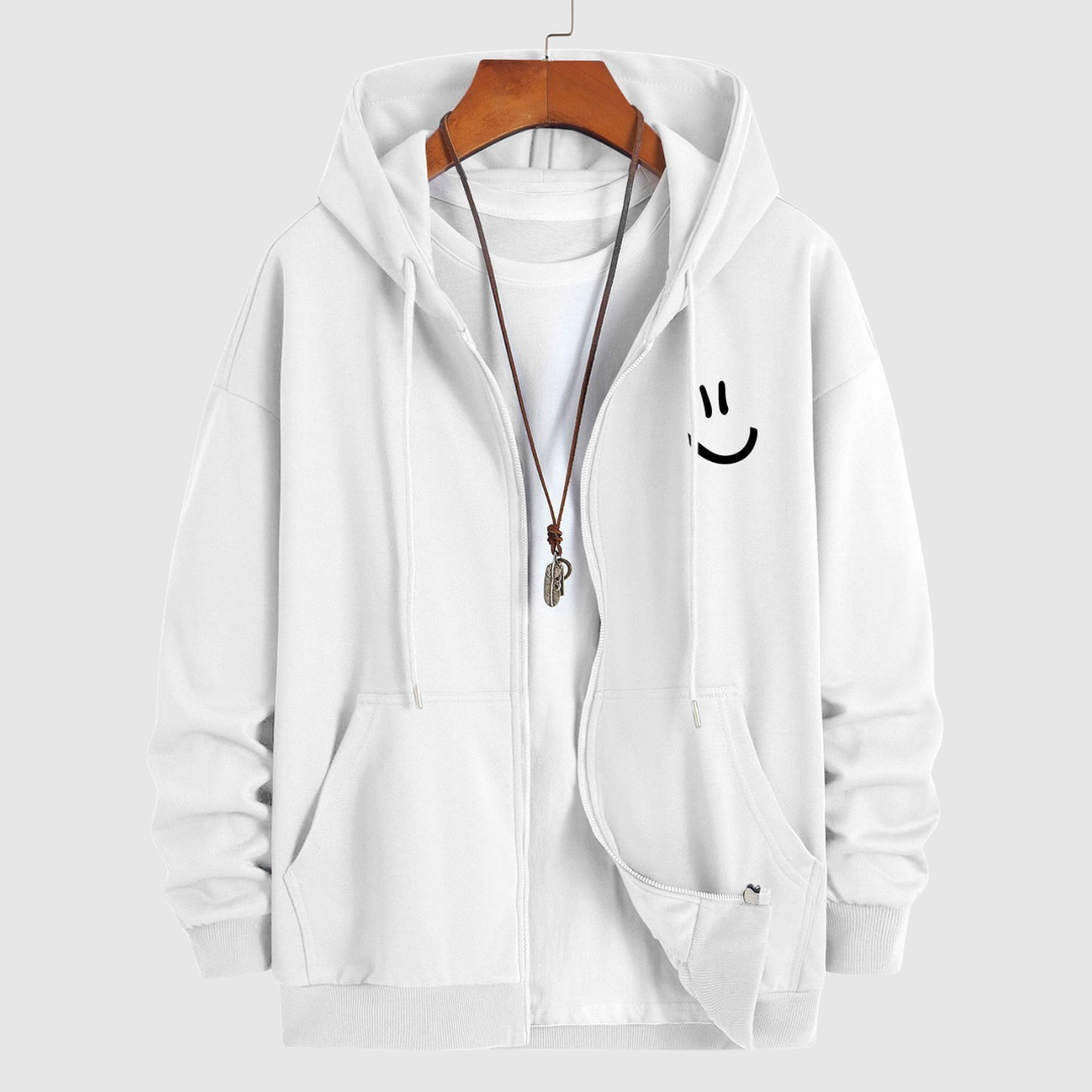 Søren – Krekls ar kapuci un smaidošu druku, brīva piegriezuma