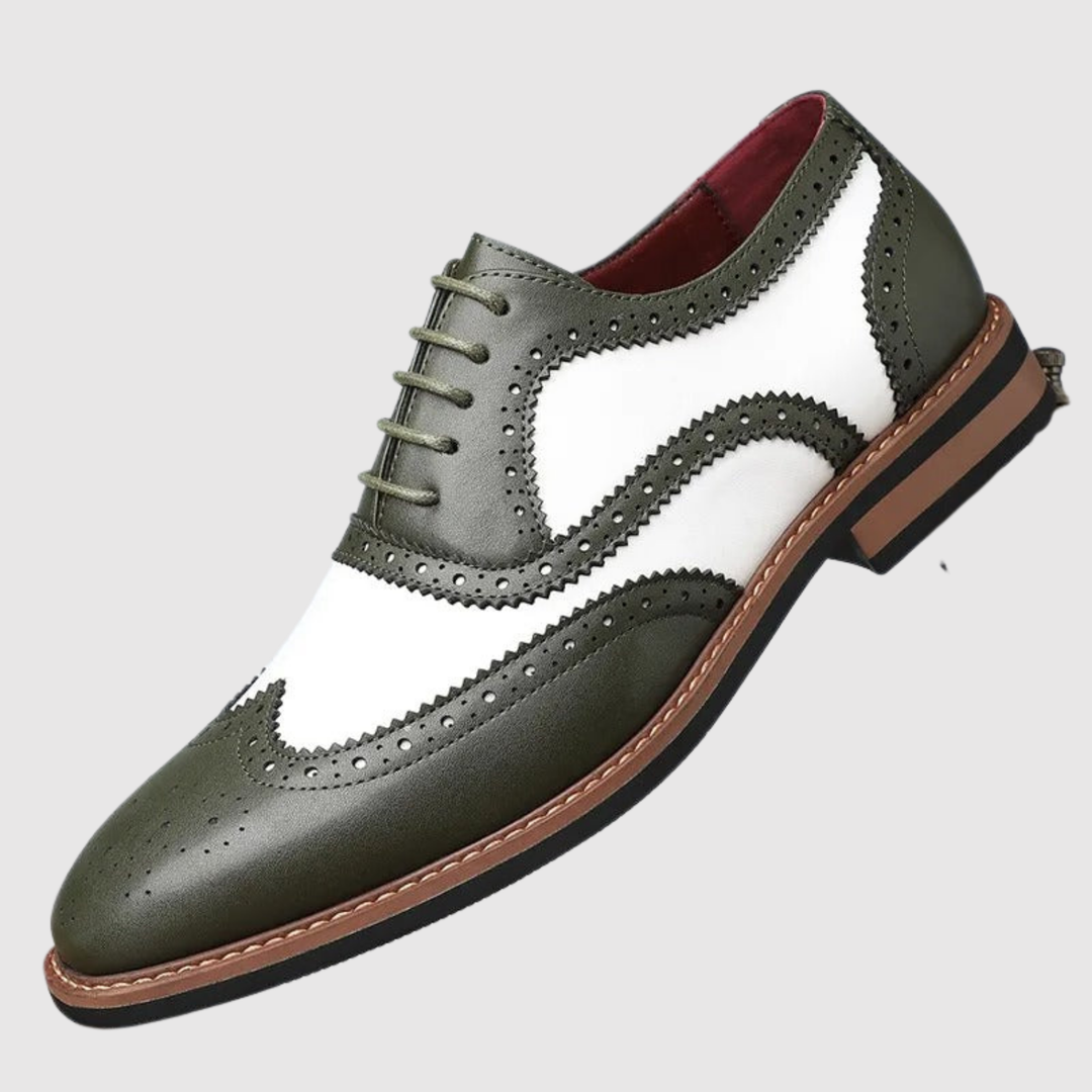 Vīriešu apavi – divkrāsu āda ar brogue detaļām