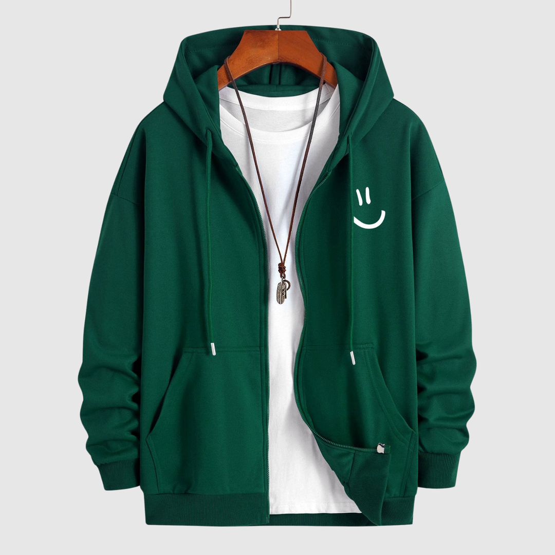 Søren – Krekls ar kapuci un smaidošu druku, brīva piegriezuma