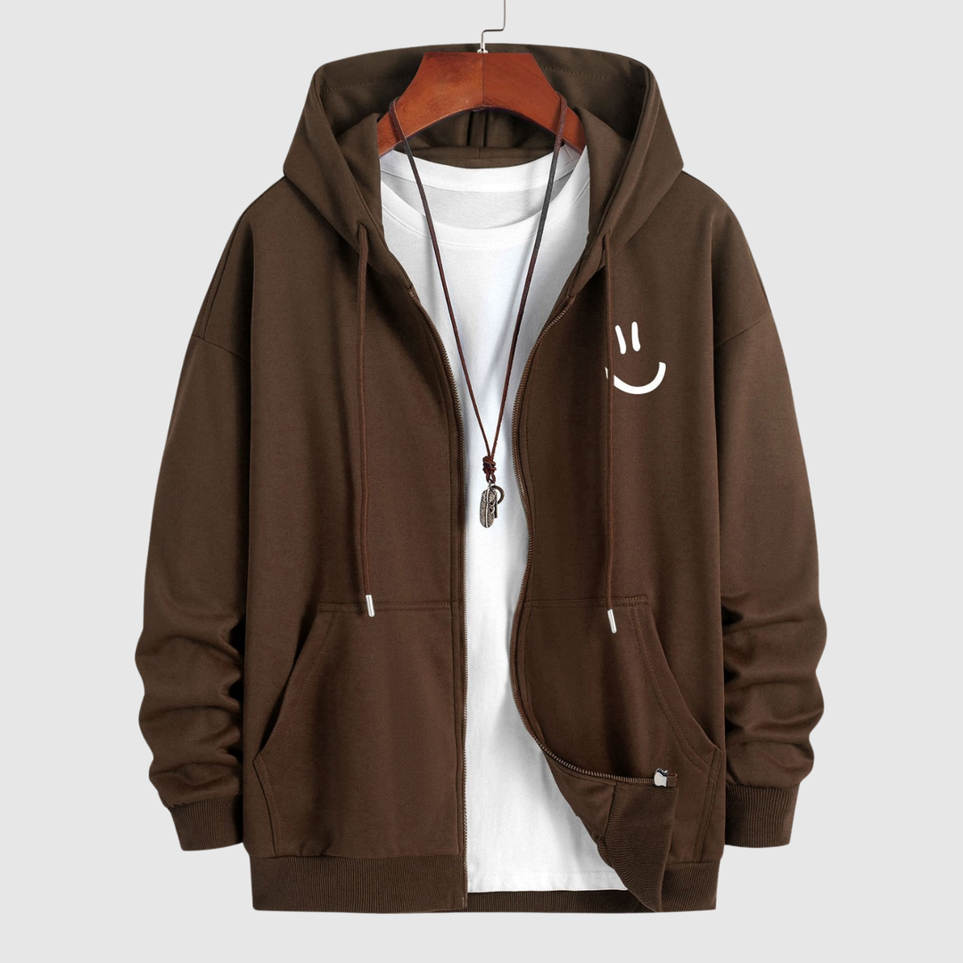 Søren – Krekls ar kapuci un smaidošu druku, brīva piegriezuma