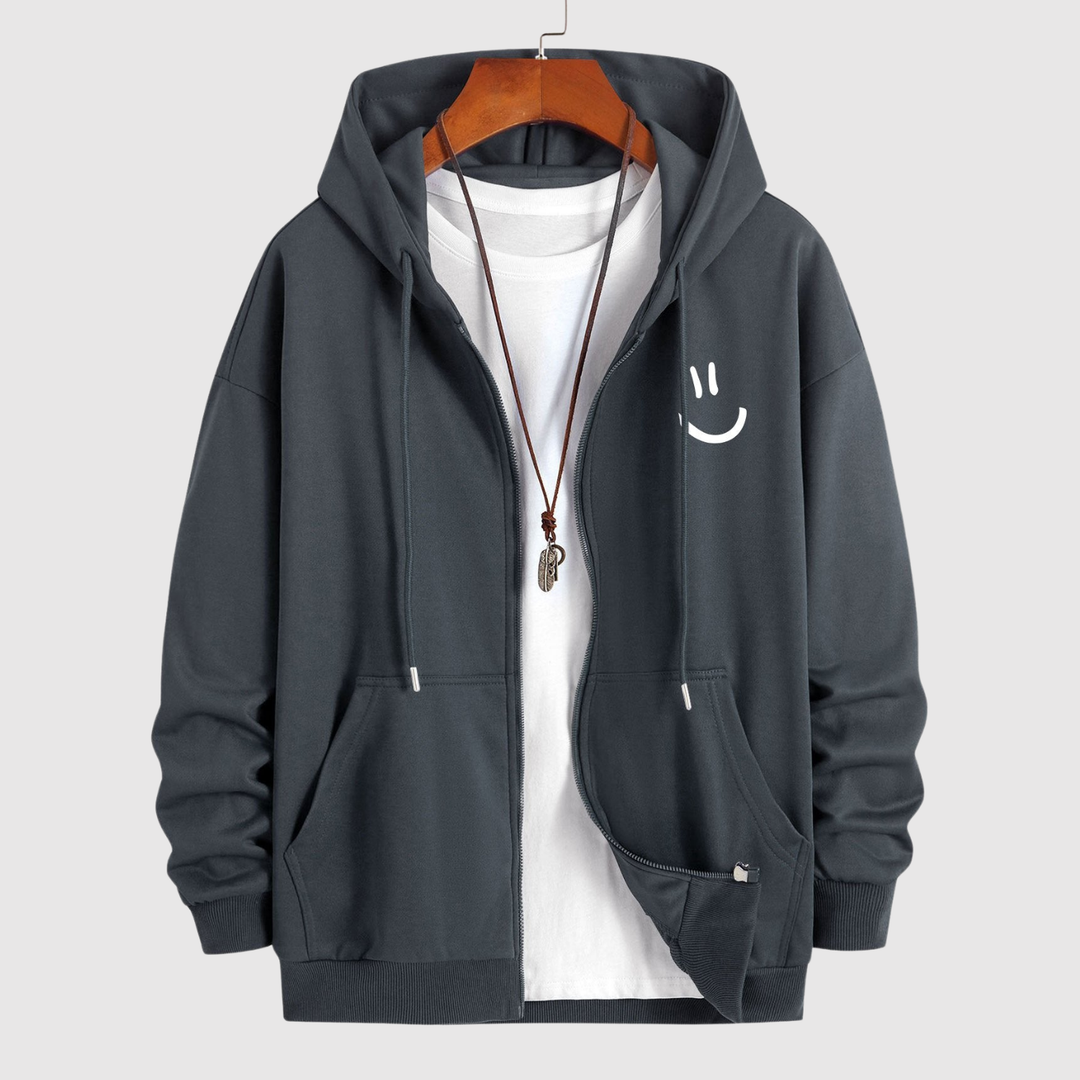 Søren – Krekls ar kapuci un smaidošu druku, brīva piegriezuma