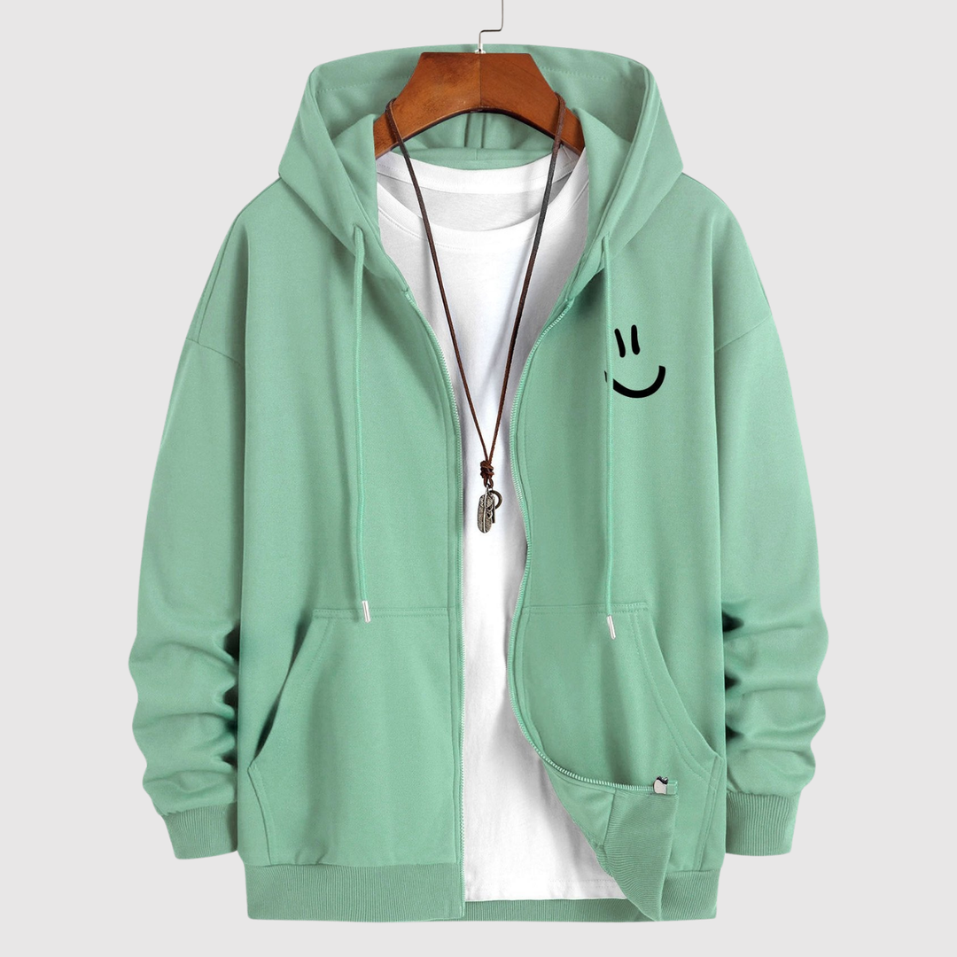 Søren – Krekls ar kapuci un smaidošu druku, brīva piegriezuma