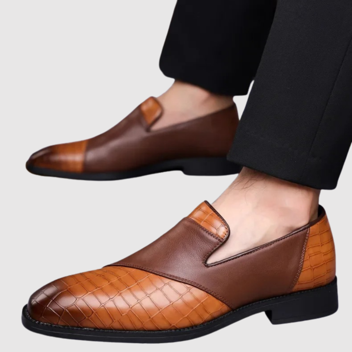 Viktors – Slip-on vīriešu kurpes ar austas ādas izskatu