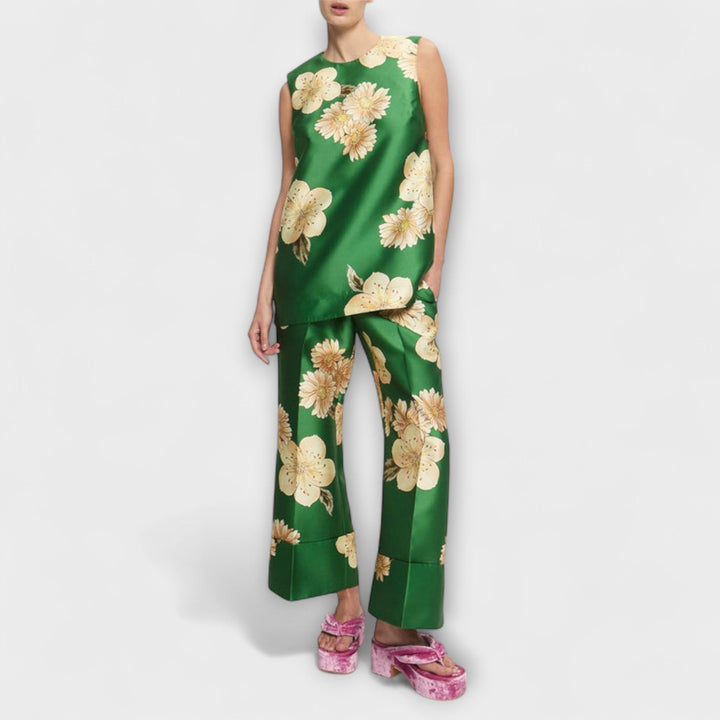 Clea - Strapless jumpsuit salvijas krāsā