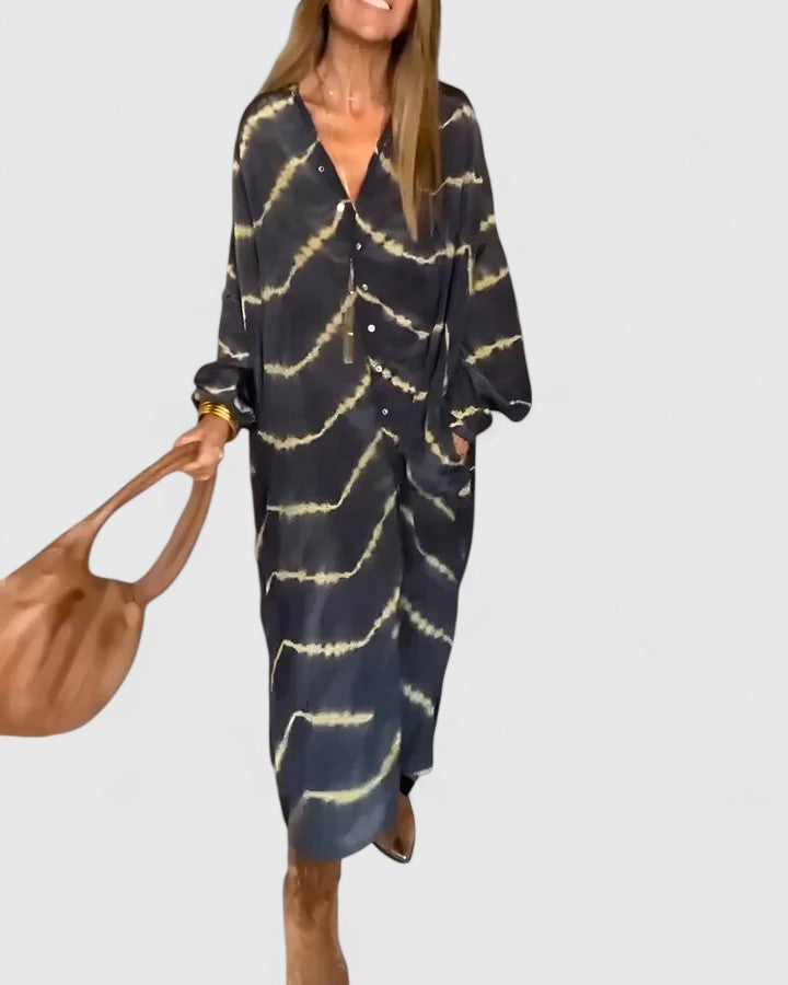 Amelie™ | Eleganta Boho Svītrainā Maxi Kleita