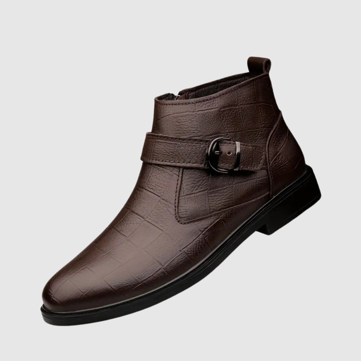 Henrik – Ādas zābaki ar jostas sprādzi un klasisku stilu