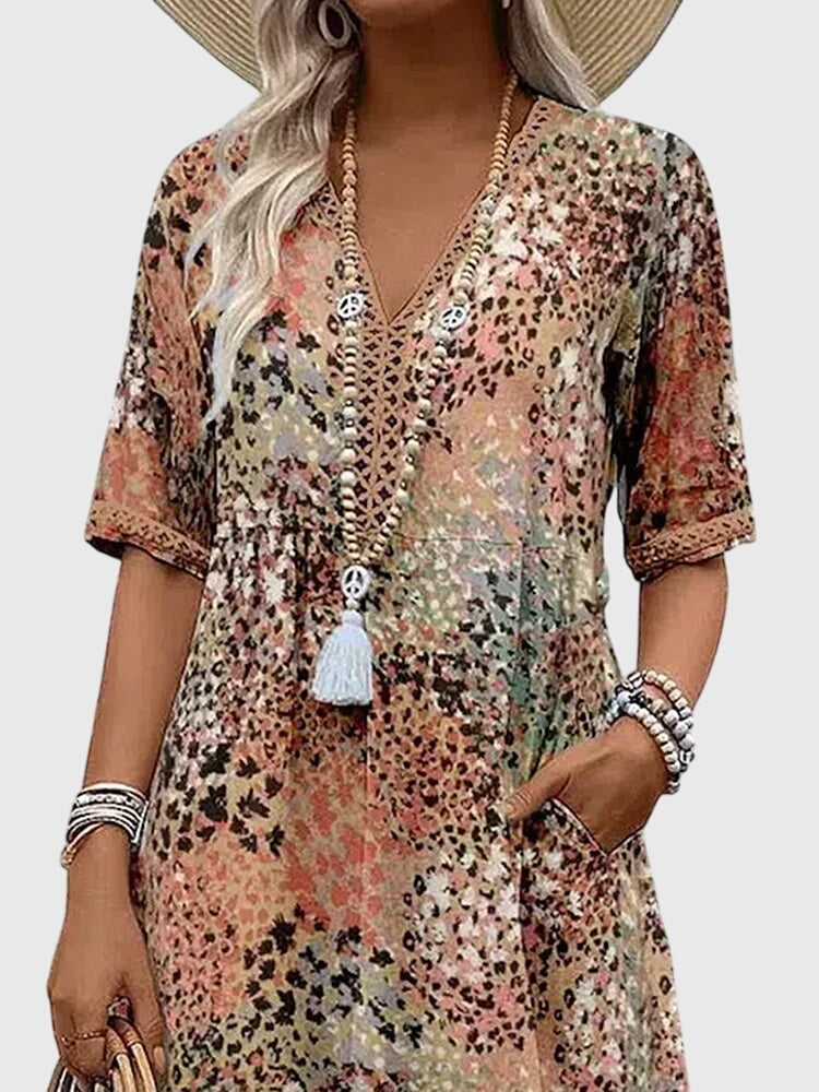 Yvonna™ | Eleganta Ziedu Midi Kleita