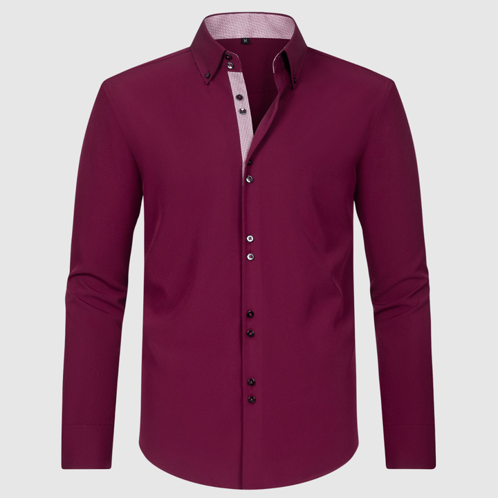 Emil - Garās piedurknes krekls ar dubultajiem pogām