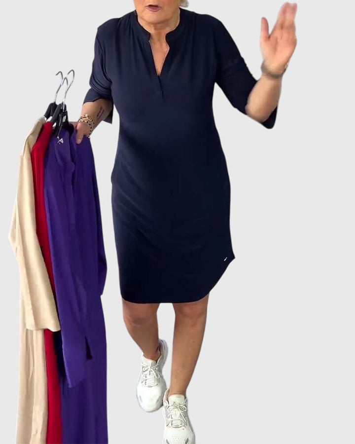 Katherine | Vienkrāsains V-veida kleita