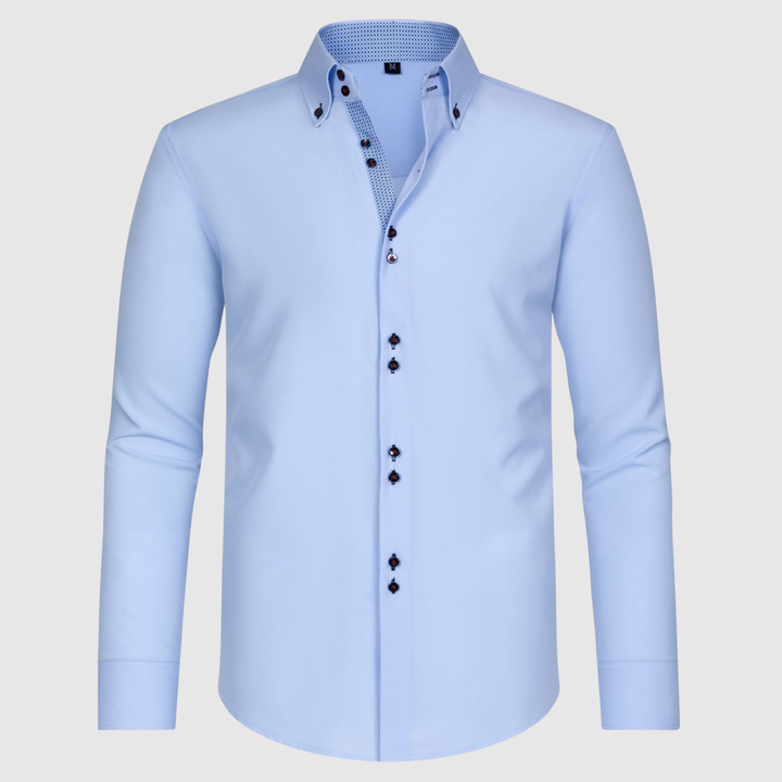 Emil - Garās piedurknes krekls ar dubultajiem pogām