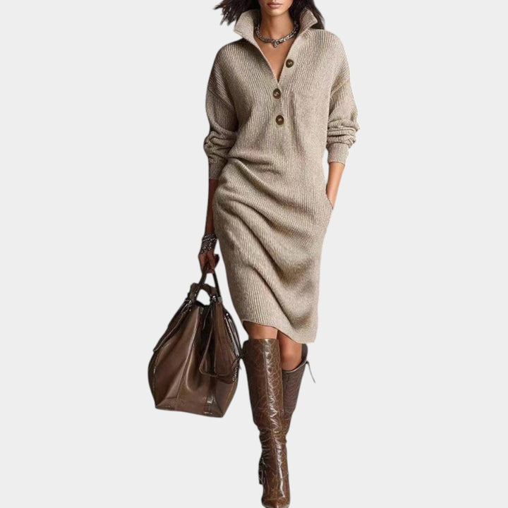 Liene – Eleganta ziemas kleita ar pogām