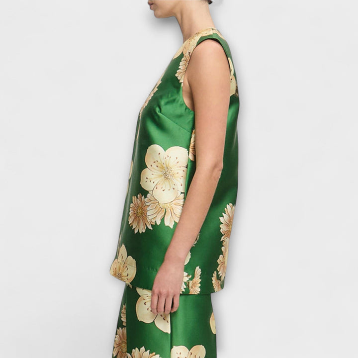 Clea - Strapless jumpsuit salvijas krāsā