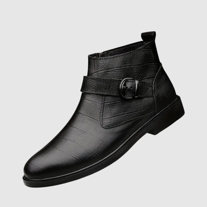 Henrik – Ādas zābaki ar jostas sprādzi un klasisku stilu