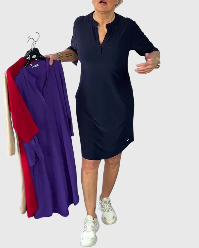 Katherine | Vienkrāsains V-veida kleita