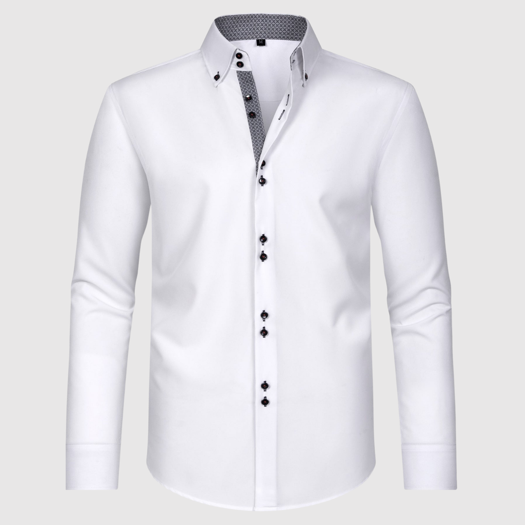 Emil - Garās piedurknes krekls ar dubultajiem pogām