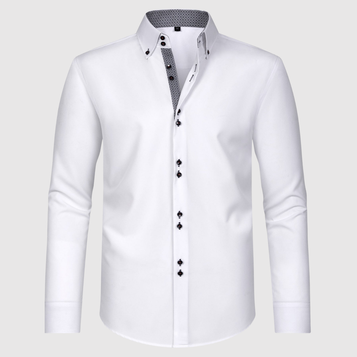 Emil - Garās piedurknes krekls ar dubultajiem pogām