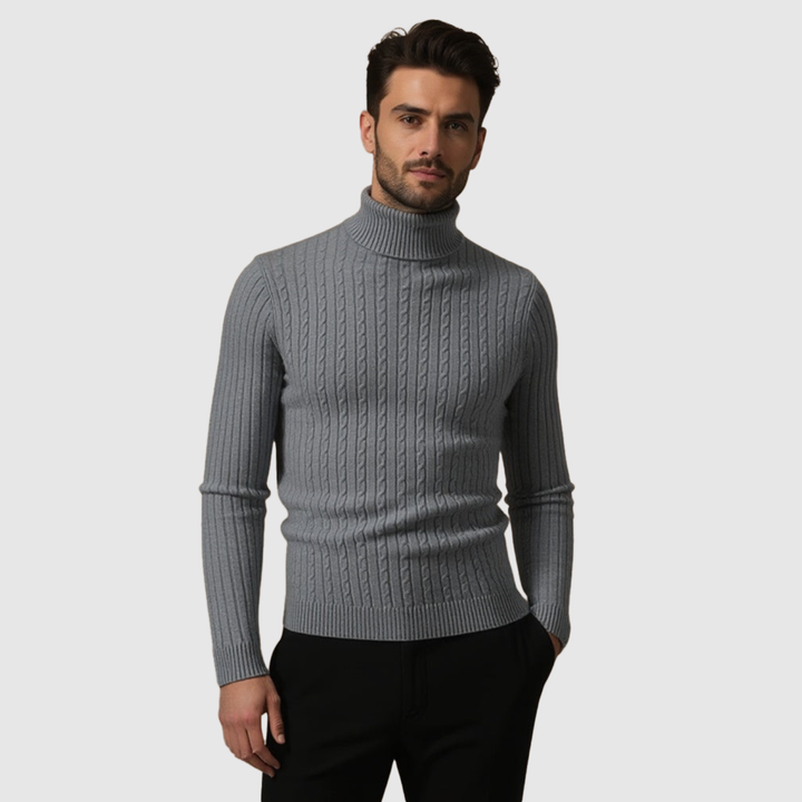 Klaus – Klasisks rullekrāvas džemperis ar ribu struktūru