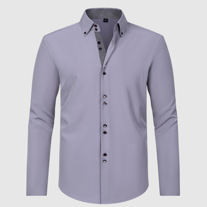 Emil - Garās piedurknes krekls ar dubultajiem pogām