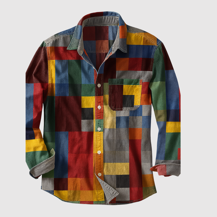 Emil - Vintage Krekls ar Varavīksnes Rakstu