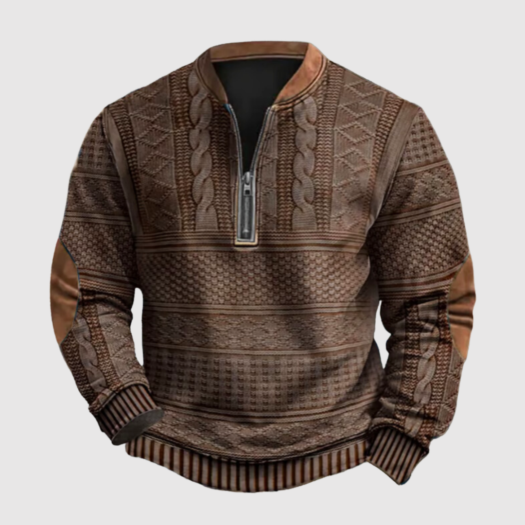 Klaus – Adīts džemperis ar rakstu un rāvējslēdzēja detaļu