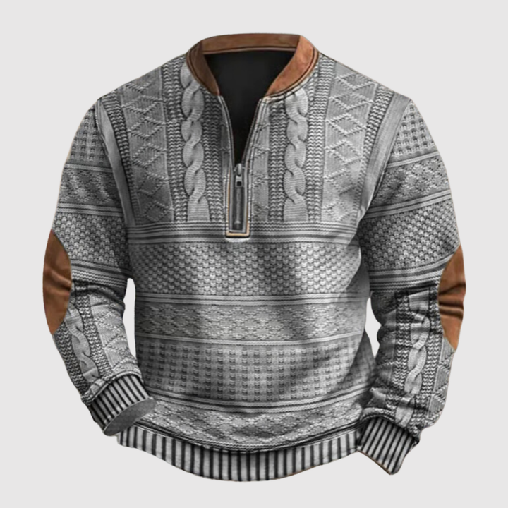 Klaus – Adīts džemperis ar rakstu un rāvējslēdzēja detaļu