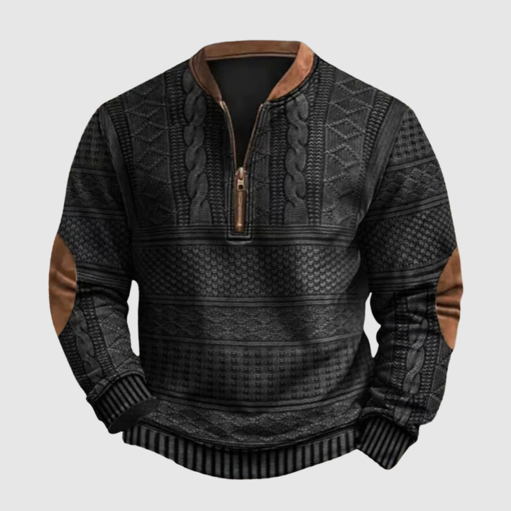 Klaus – Adīts džemperis ar rakstu un rāvējslēdzēja detaļu