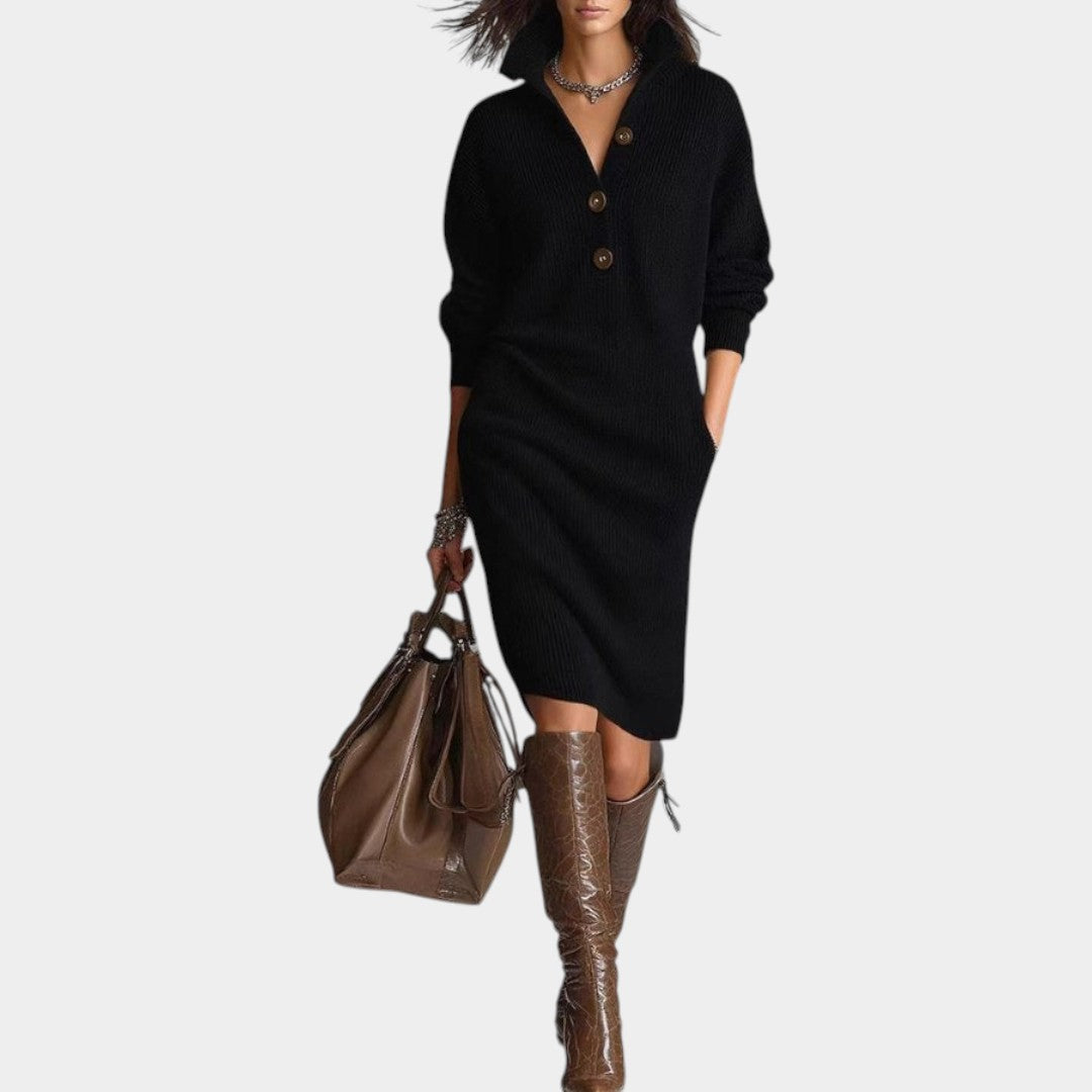 Liene – Eleganta ziemas kleita ar pogām