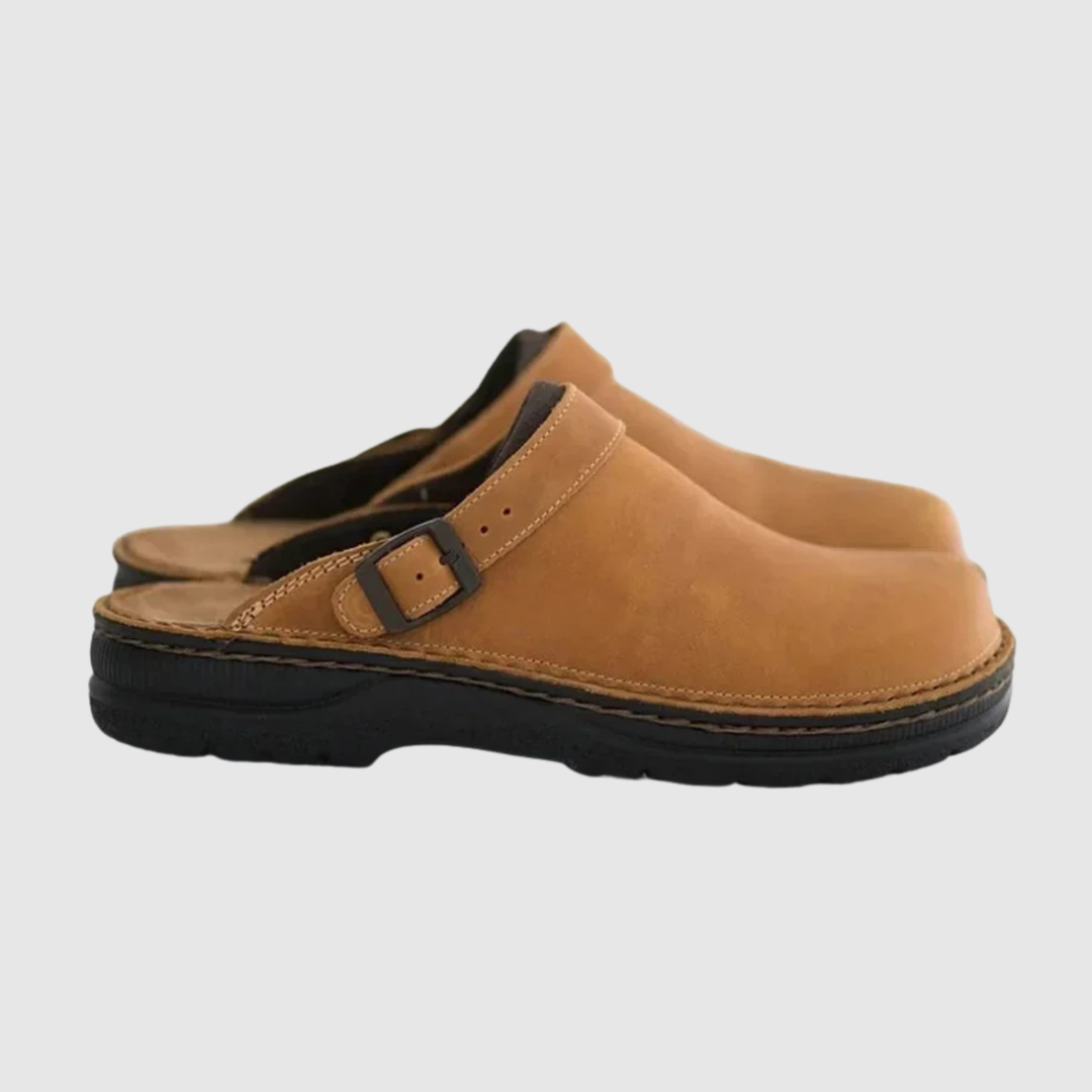 Henrik – Komforta Ādas Koka Kurpes ar Regulējamu Siksniņu