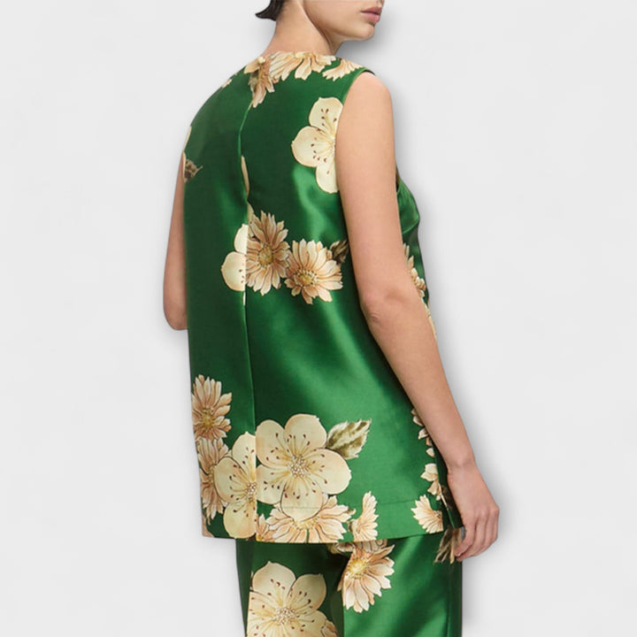 Clea - Strapless jumpsuit salvijas krāsā