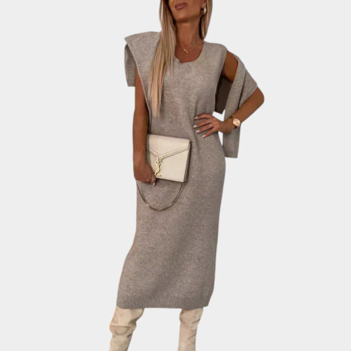 Sofie – Adīta kleitas komplekts ar augstu apkakli