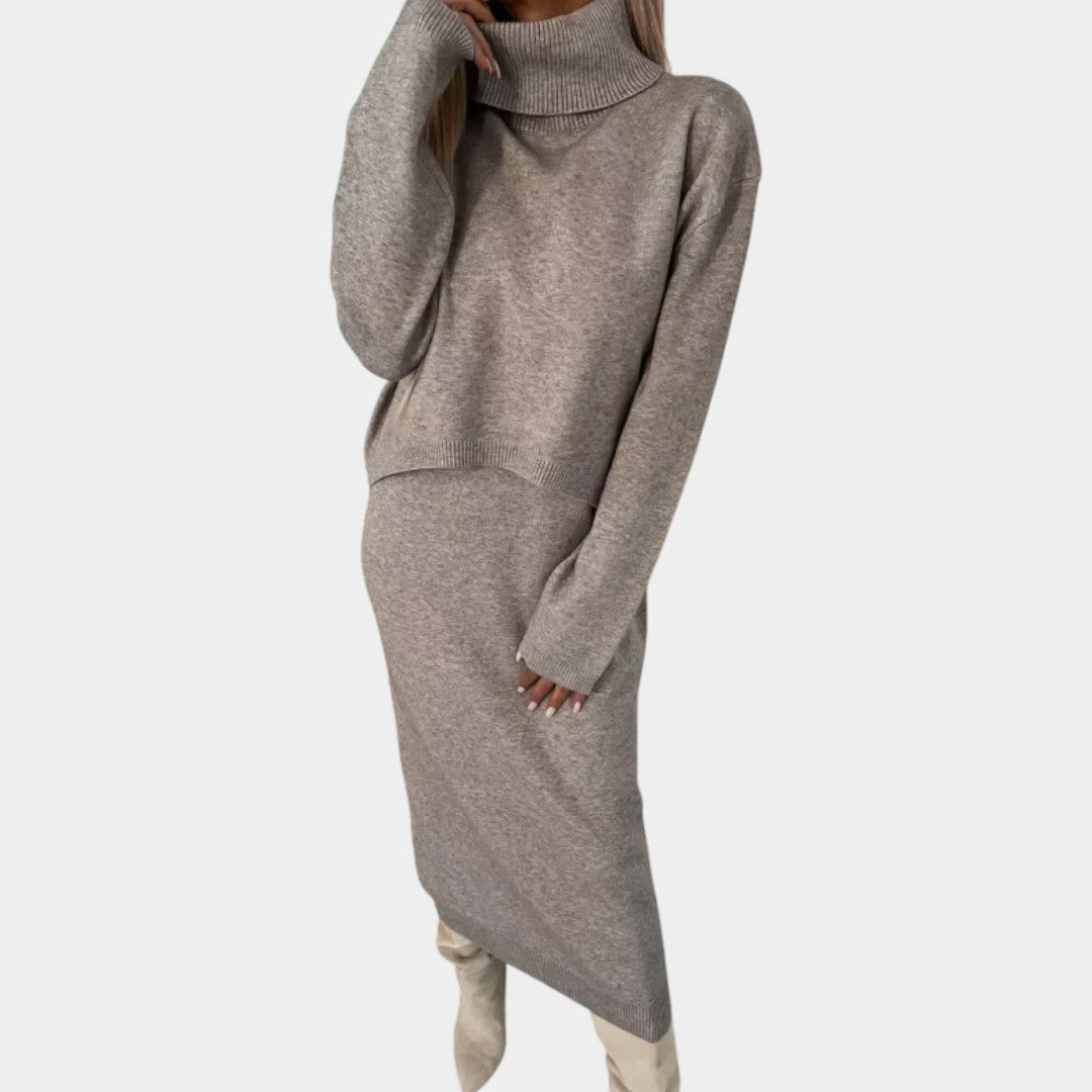 Sofie – Adīta kleitas komplekts ar augstu apkakli