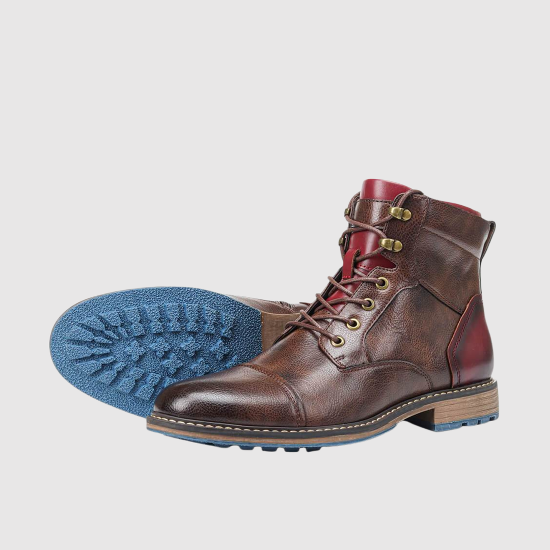 Henrik - Ziemas zābaki no ādas ar sarkaniem akcentiem