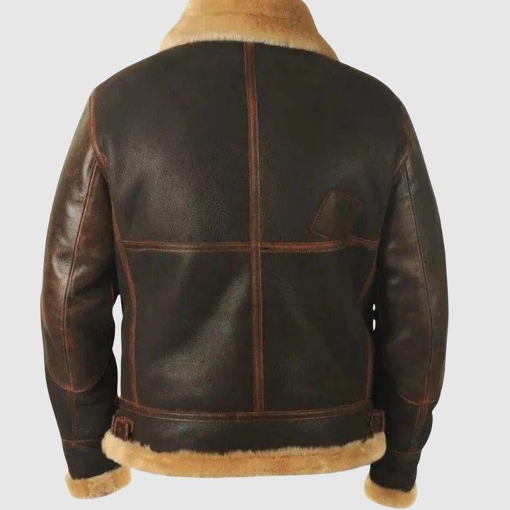 Nikolaj – Klasiska ādas bomberjakete ar kažoku