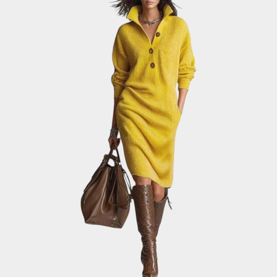 Liene – Eleganta ziemas kleita ar pogām