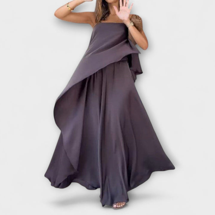 Ruby - Elegants bez piedurknēm tops un svārki