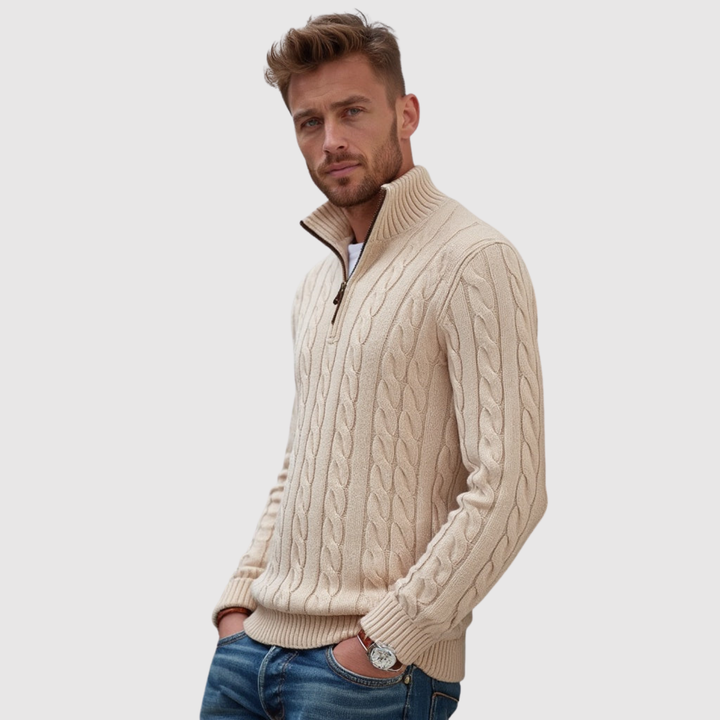 Klaus – Džemperis ar kabelu rakstu un rāvējslēdzēju