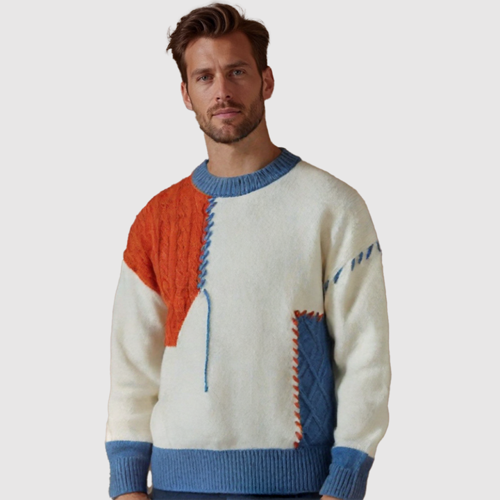 Klaus – Krāsains džemperis ar patchwork detaļām