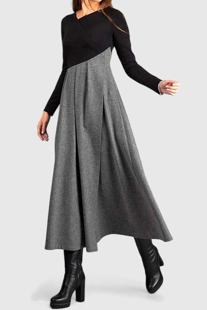Janet | Elegants Garās Piedurknes Maxi Kleita