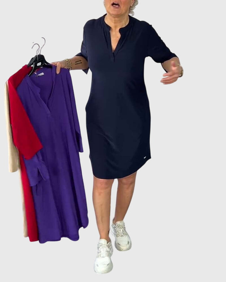 Katherine | Vienkrāsains V-veida kleita