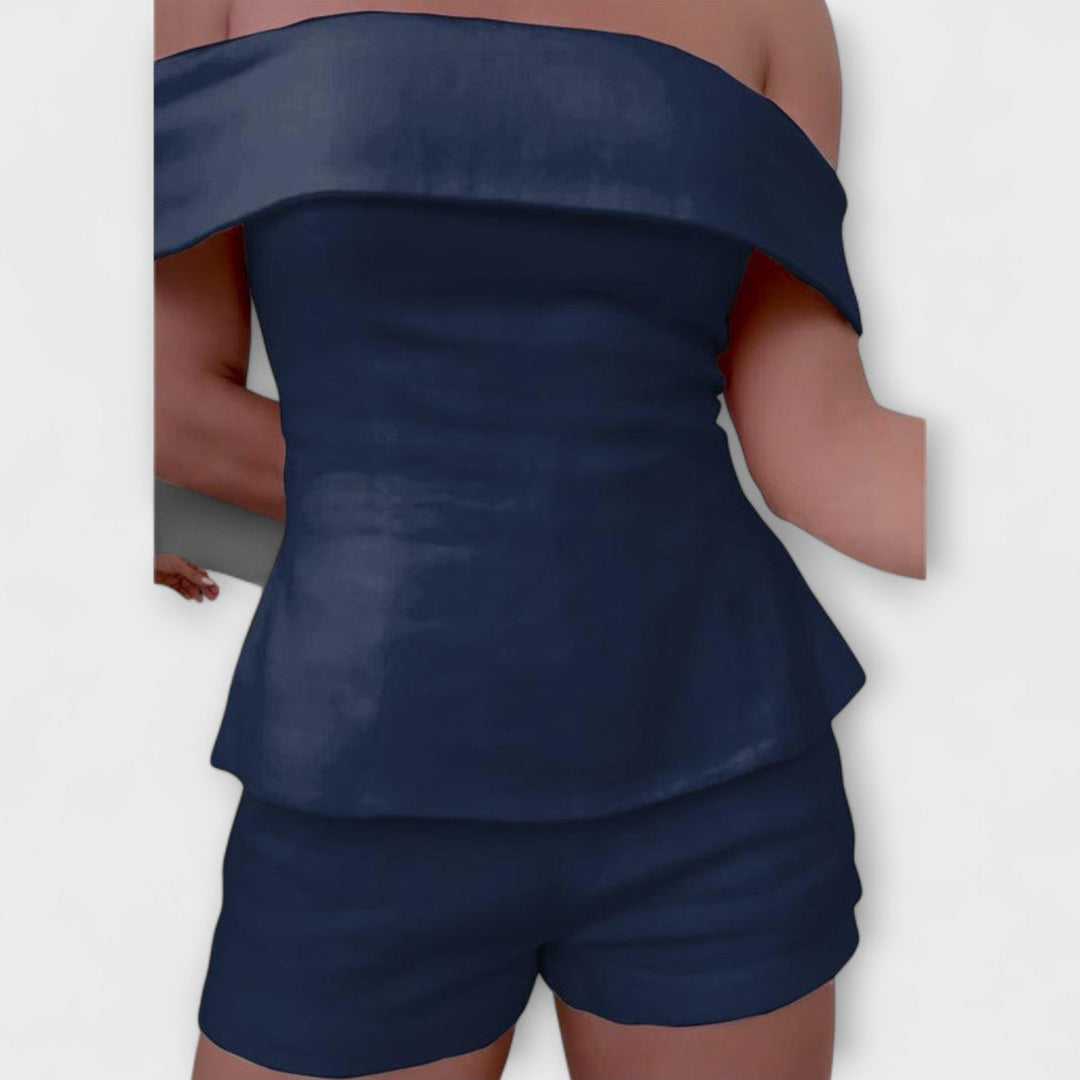 Olivia - Balts kokvilnas-lina divdaļīgs komplekts