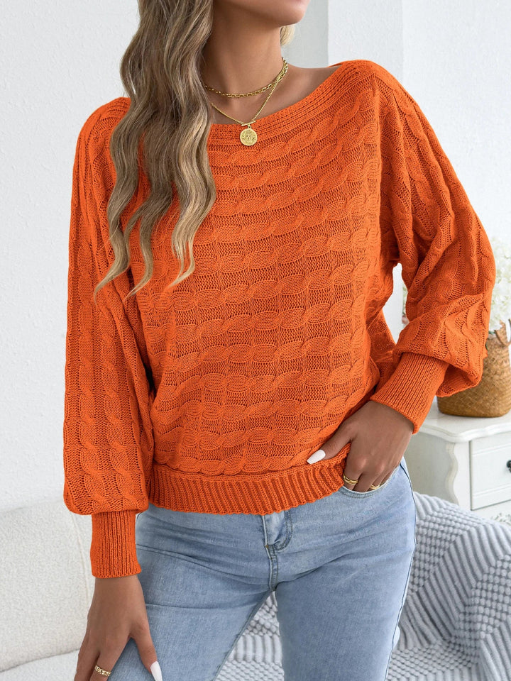 Apaļā kakla laternu piedurkņu džemperis