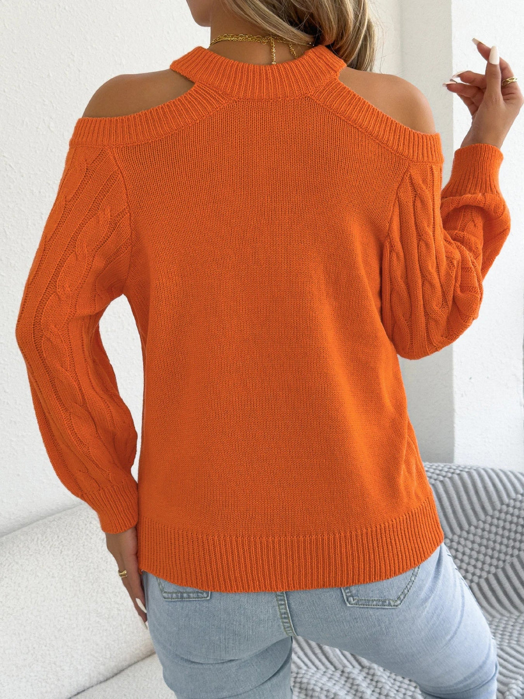 Plecu Atsegts Izgriezts Lanterna Piedurkņu Džemperis