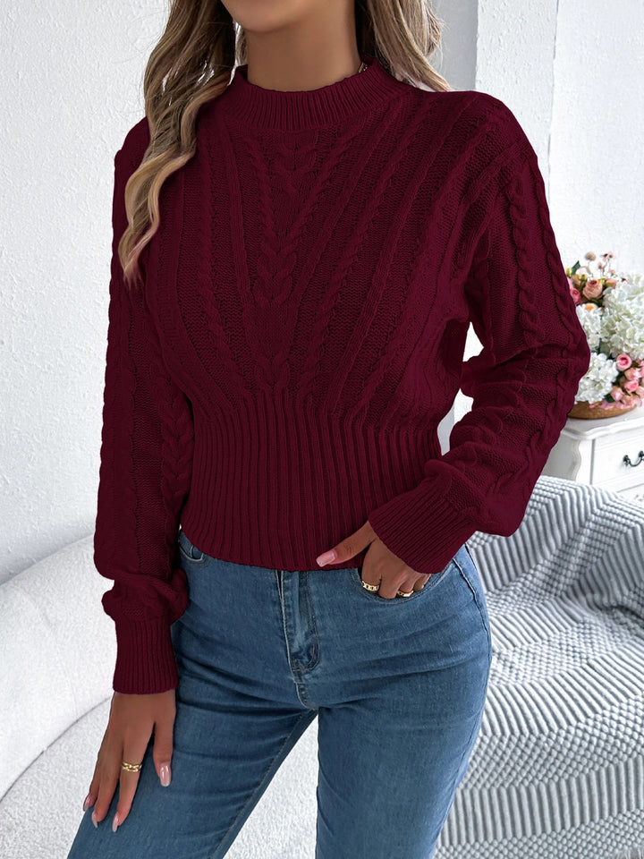 Twist Knit Mock Neck Sweater