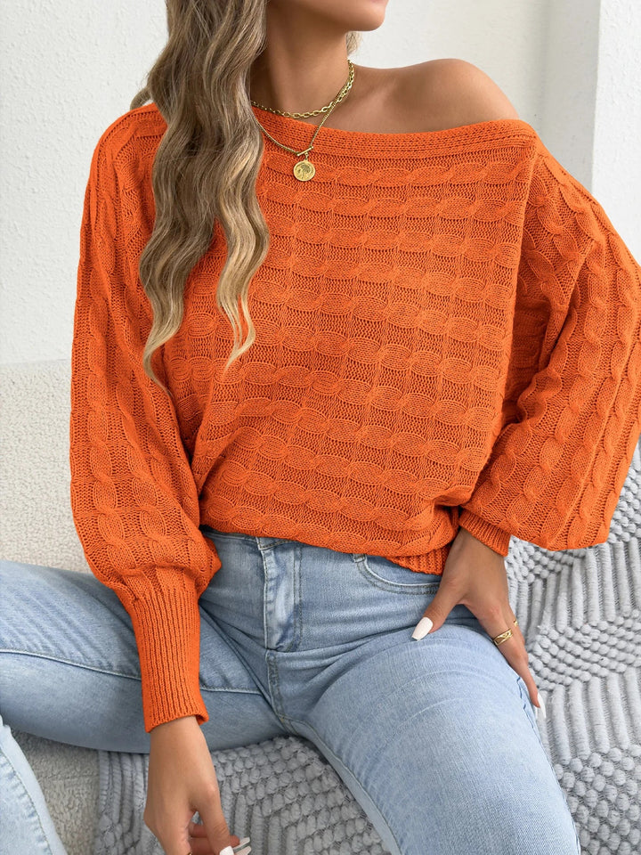 Apaļā kakla laternu piedurkņu džemperis