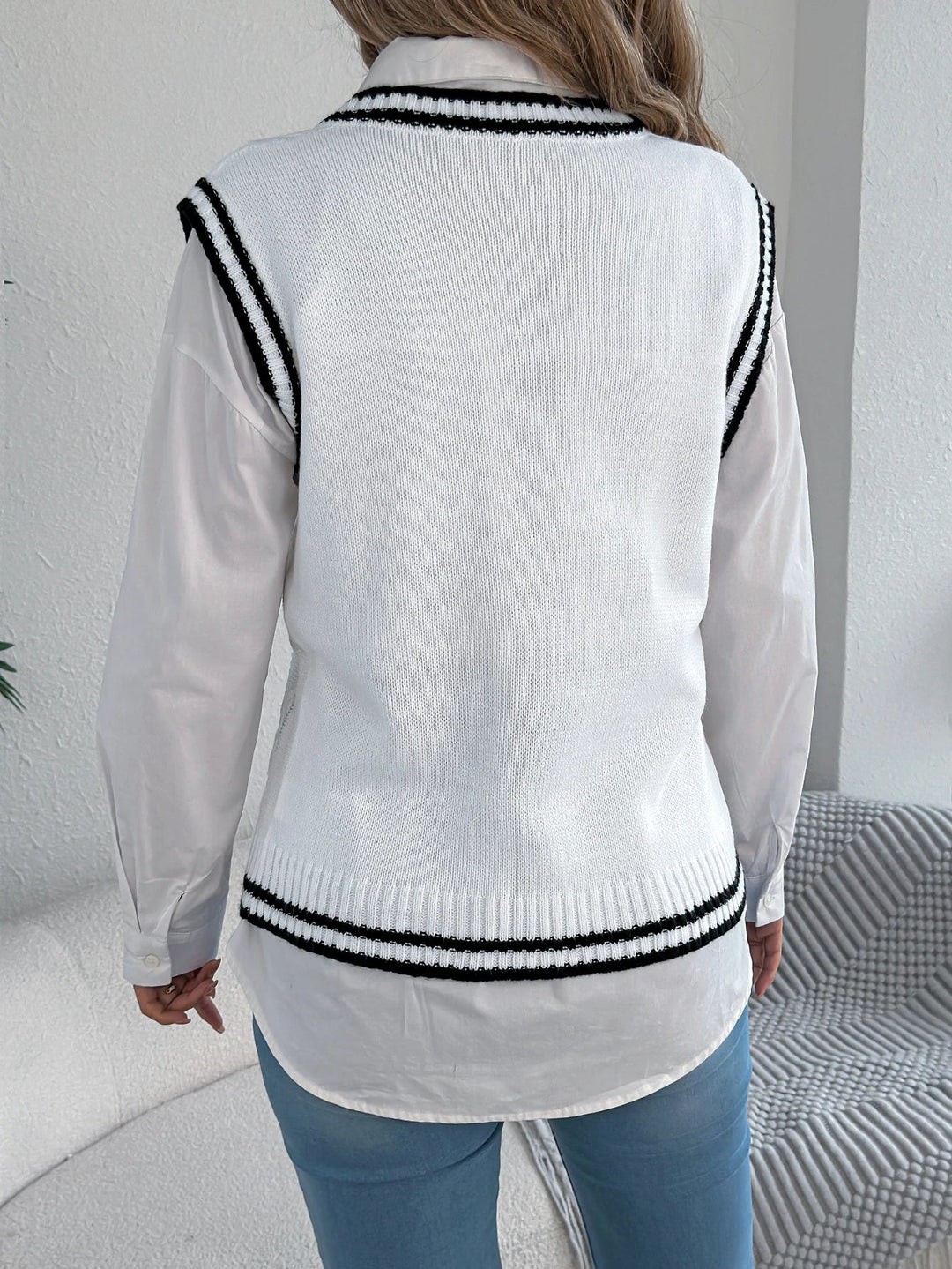 Krāsu Bloku Svītrainā Vestē