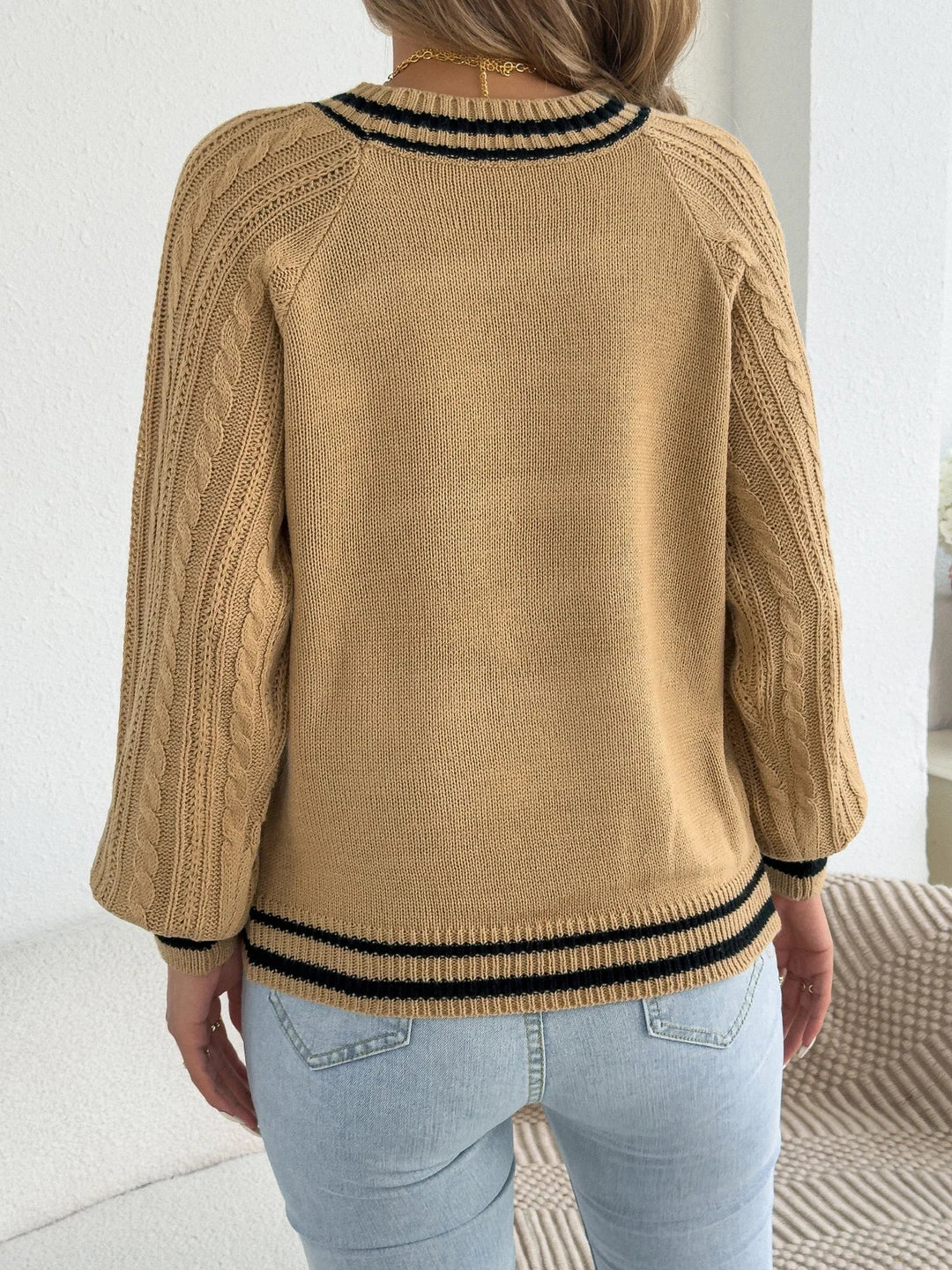 Krāsu Bloku Strīpu Adīts Džemperis