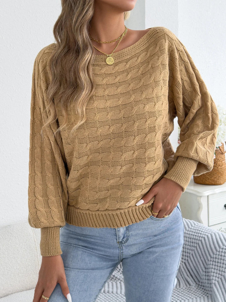 Apaļā kakla laternu piedurkņu džemperis