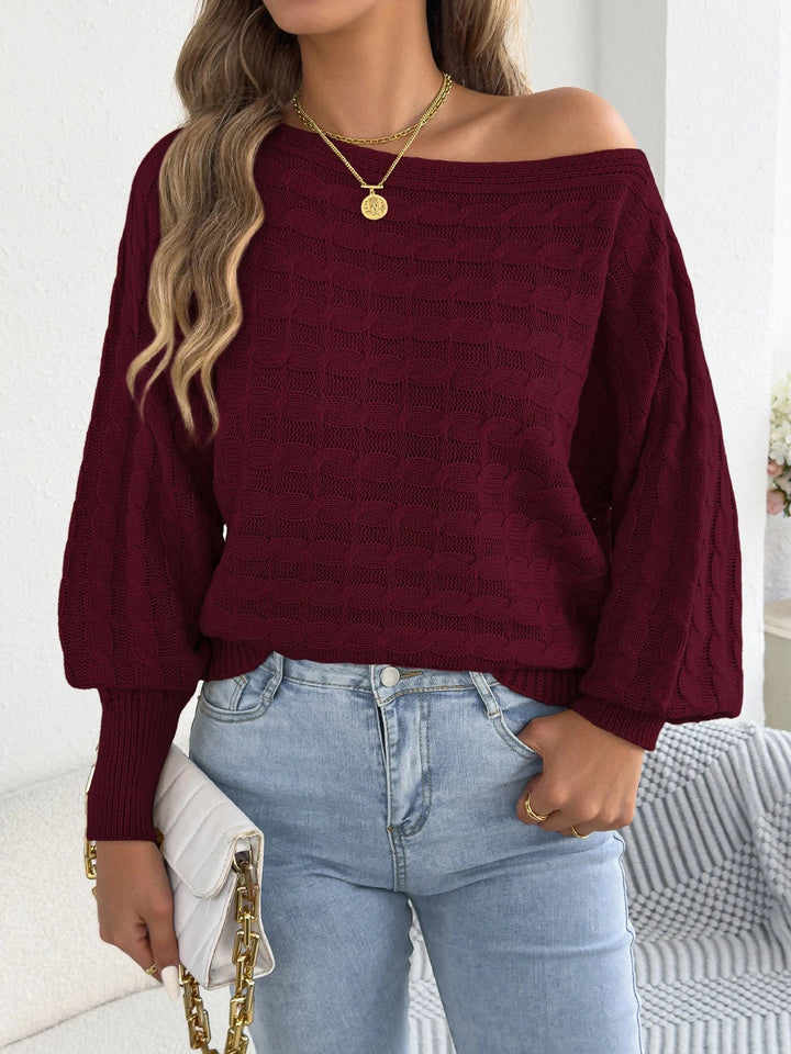 Apaļā kakla laternu piedurkņu džemperis